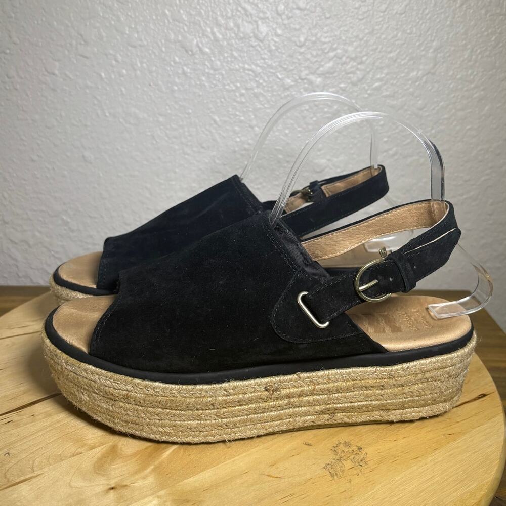 SPERRY Flushwave Black Suede Wedge Espadrille Sandals size 9 M